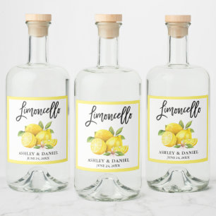 Etiqueta Para Botella De Licor Guión del pincel Limoncello Lemones de color de ag