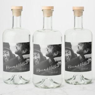 Etiqueta Para Botella De Licor Guion minimalista moderno, foto personalizada de b