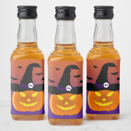 Etiqueta Para Botella De Licor Halloween Calabaza Jack o’ Lantern Witch Gorra