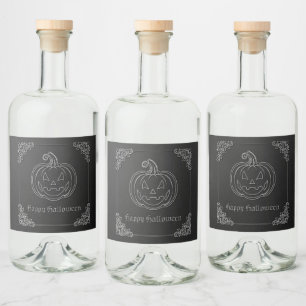 Etiqueta Para Botella De Licor Halloween con linterna de Jack O'