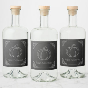 Etiqueta Para Botella De Licor Halloween de calabaza de plata