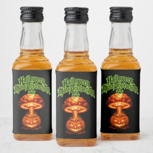 Etiqueta Para Botella De Licor Halloween de Destrucción Nuclear Jack-o'-Lant