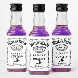 Etiqueta Para Botella De Licor Halloween: La bruja engendra nombre familia Monogr