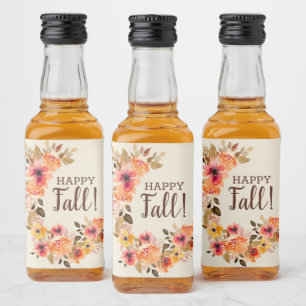 Etiqueta Para Botella De Licor Happy Fall Otoño Floral Swag Mini
