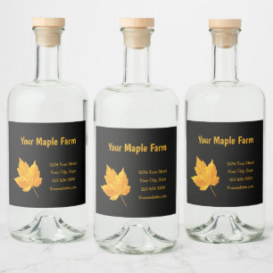 Etiqueta Para Botella De Licor Harina de arce Granja Oro País Negro Amarillo Rúst