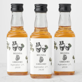 Etiqueta Para Botella De Licor Hasta la muerte Boda de cráneos florales góticos e
