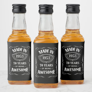 Etiqueta Para Botella De Licor Hecho en 1953 70 años de ser impresionante 2023 bd