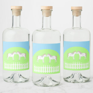 Etiqueta Para Botella De Licor Hermosos caballos Bodas blancos