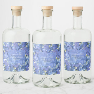 Etiqueta Para Botella De Licor Hidrangea azul florece ducha de novia personalizad