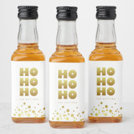 Etiqueta Para Botella De Licor Ho Ho Ho | Navidades divertidos White & Gold Mini