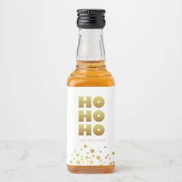 Etiqueta Para Botella De Licor Ho Ho Ho | Navidades divertidos White & Gold Mini