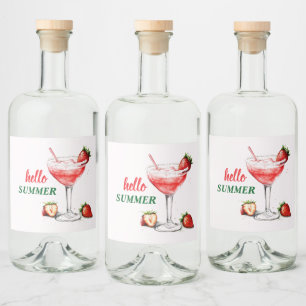 Etiqueta Para Botella De Licor Hola Verano   Etiqueta de Licor de Cóctel de Fresa