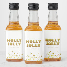 Etiqueta Para Botella De Licor Holly Jolly | Navidades divertidos White & Gold Mi