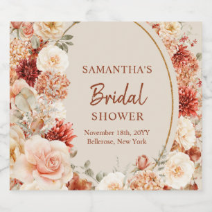 Etiqueta Para Botella De Licor Horangea de cobre y rosas de moda otoño