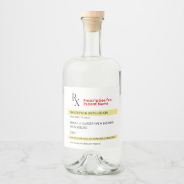 Etiqueta Para Botella De Licor Humor divertido Novedad Rx Prescripción Spoof Liqu