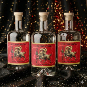 Etiqueta Para Botella De Licor Impresionante Año Chino del Carnero de Fuego Rojo