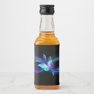 Etiqueta Para Botella De Licor Infinito brillante con mariposa mágica