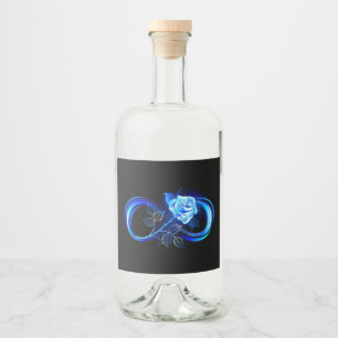 Etiqueta Para Botella De Licor Infinito brillante con rosa azul