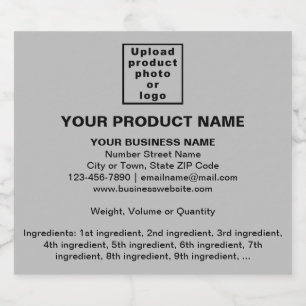 Etiqueta Para Botella De Licor Información mínima sobre el producto en gris