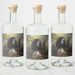 Etiqueta Para Botella De Licor Inglés Springer Spaniel con faisán