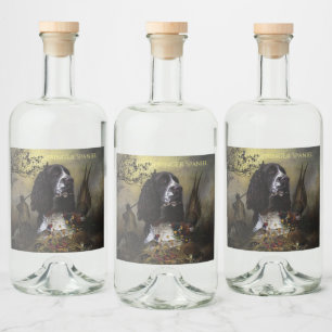 Etiqueta Para Botella De Licor Inglés Springer Spaniel con faisán