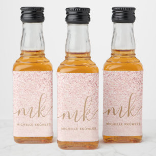 Etiqueta Para Botella De Licor Iniciales y nombre elegantes con brillo de oro ros