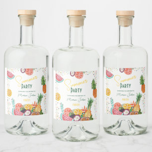 Etiqueta Para Botella De Licor Invitación a la fruta tropical amarilla fiesta de