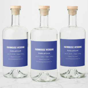 Etiqueta Para Botella De Licor Invitación de boda minimalista audaz en azul profu
