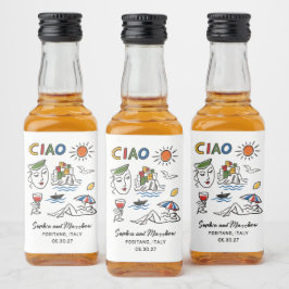 Etiqueta Para Botella De Licor Italian Wedding Whimsical Hand Drawn Amalfi Coast 