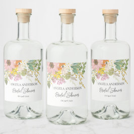 Etiqueta Para Botella De Licor Jardín de flores primavera ducha de novia Papel de