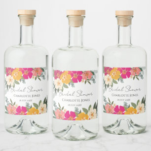 Etiqueta Para Botella De Licor Jardín de verano colorido Bridal Floral Bridal Duc