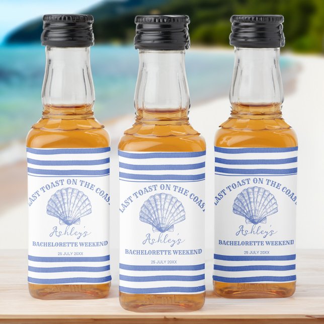 Etiqueta Para Botella De Licor La última tostada de Bachelorette Costera en la co (Coastal Cowgirl Bachelorette favors last toast on coast personalized  Liquor Bottle Labels )