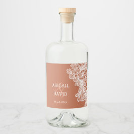 Etiqueta Para Botella De Licor Lace blanco en el Boda de Terracotta