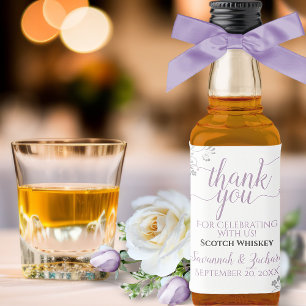 Etiqueta Para Botella De Licor Lacy Gray Lavender y White Boda Gracias Mini