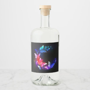 Etiqueta Para Botella De Licor Las mariposas nocturnas brillantes de Neon en el f