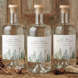 Etiqueta Para Botella De Licor Last Trail Pine Forest Camping Bachelorette Party