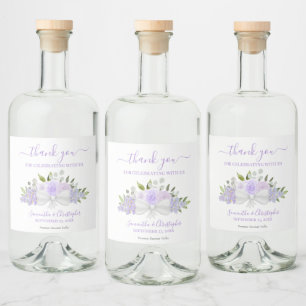 Etiqueta Para Botella De Licor Lavender Watercolor Bouquet Boda Gracias