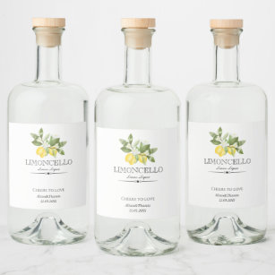 Etiqueta Para Botella De Licor Lemon Floral Limoncello Boda Citrus Garden