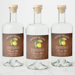 Etiqueta Para Botella De Licor Lemon Wood Gracias Limoncello Bottle Labores