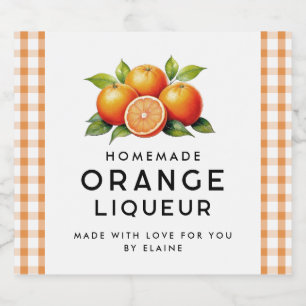 Etiqueta Para Botella De Licor licor naranja casero con naranjas y hojas