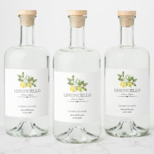 Etiqueta Para Botella De Licor Limon Floral Limoncello Boda Jardín de Cítricos