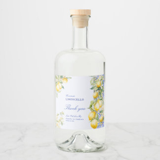 Etiqueta Para Botella De Licor Limoncello Casero Azulejo Mediterráneo Gracias