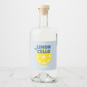 Etiqueta Para Botella De Licor Limoncello con amor azul claro moderno casero