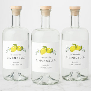Etiqueta Para Botella De Licor Limoncello Lemon Floral Blanco
