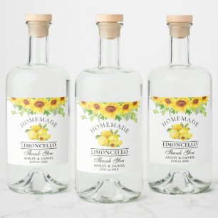 Etiqueta Para Botella De Licor Limoncello Watercolor Sunflowers Greeneration