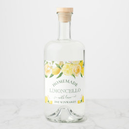 Etiqueta Para Botella De Licor Limoneros florales en acuarela Limoncello casero