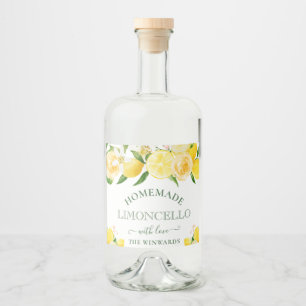 Etiqueta Para Botella De Licor Limoneros florales en acuarela Limoncello casero