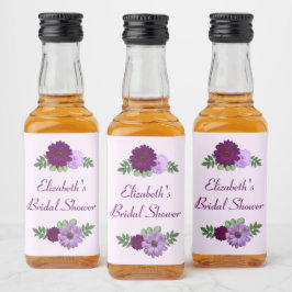Etiqueta Para Botella De Licor Lluvia de boda floral de peonía púrpura