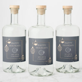 Etiqueta Para Botella De Licor Logotipo Felices Fiestas Navidades Corporativo Mod