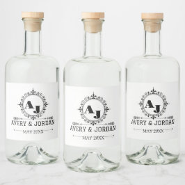 Etiqueta Para Botella De Licor Luxury Elegant Monogram with Initials white